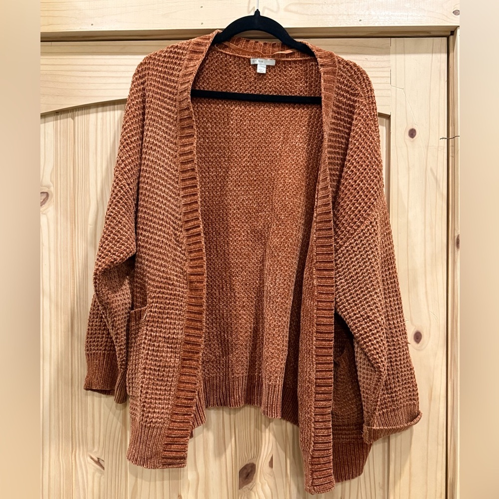 Cozy Open-Front Chunky Cardigan Sweater - Rust